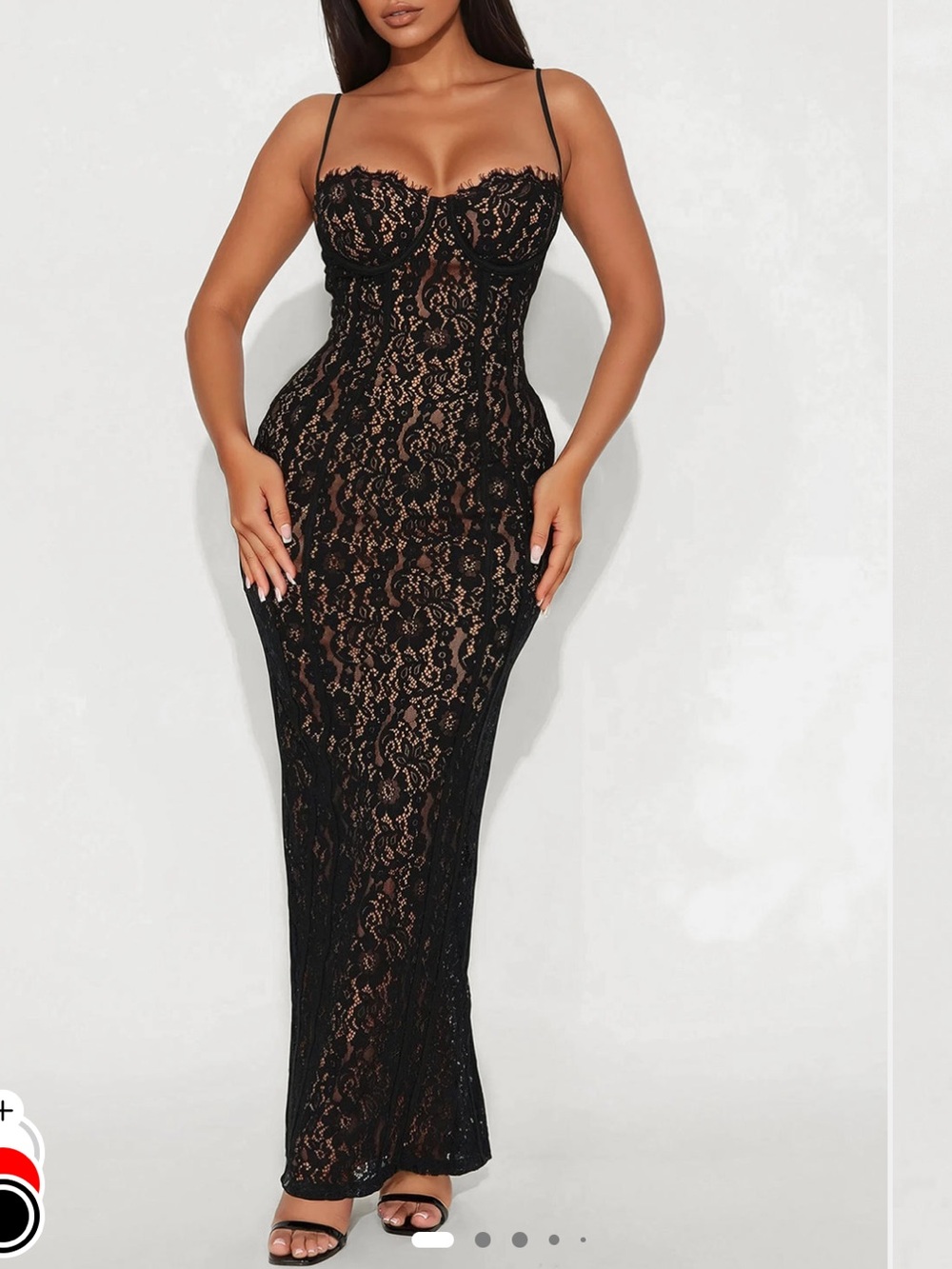 Lace Maxi Dress in Black - Picture 1 of 6